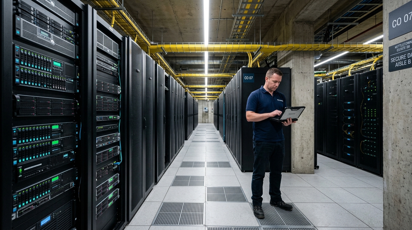 Subterranean AI Cold-Aisle Data Center Hall