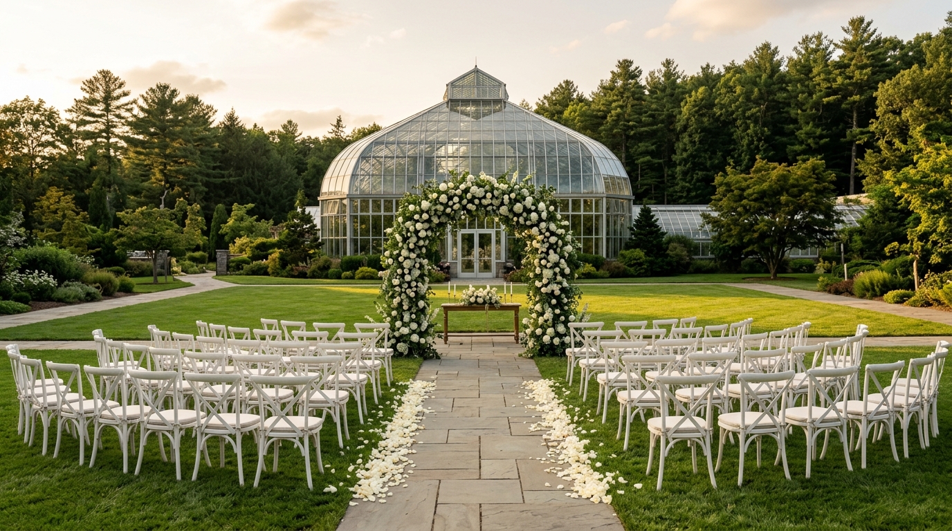 Outdoor Botanical Wedding Lawn Ceremony